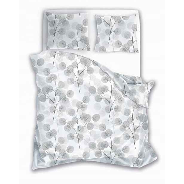 Povlečení 160x200 bílá šedá větvička listy 013 Fashion 23 Faro