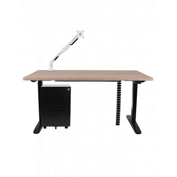Sestava: stůl Alto 102 Black + držák na monitor + kryt na kabely + kontejner
