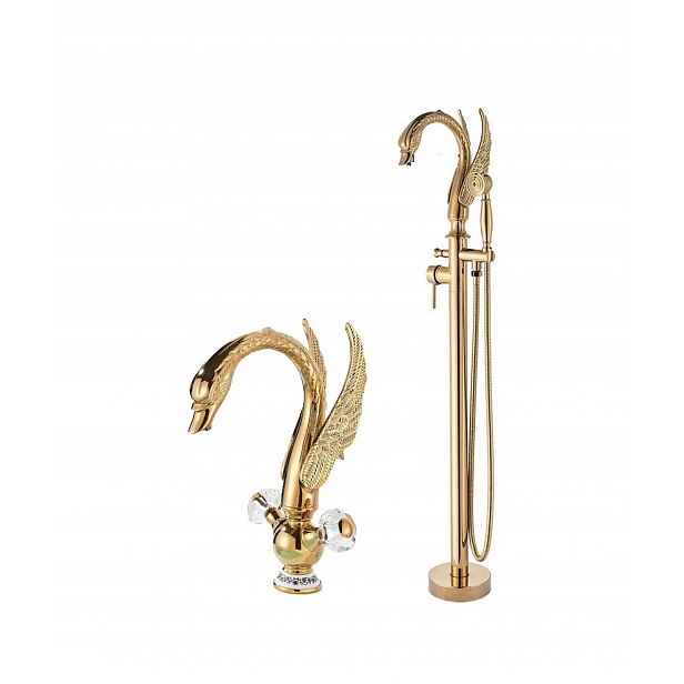 Vanová baterie Old Retro Gold umyvadlo Set