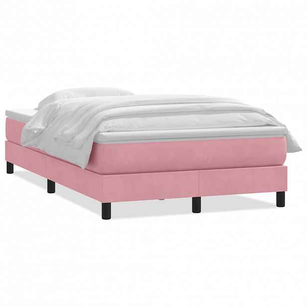 vidaXL Box spring postel s matrací růžová 120x220 cm samet