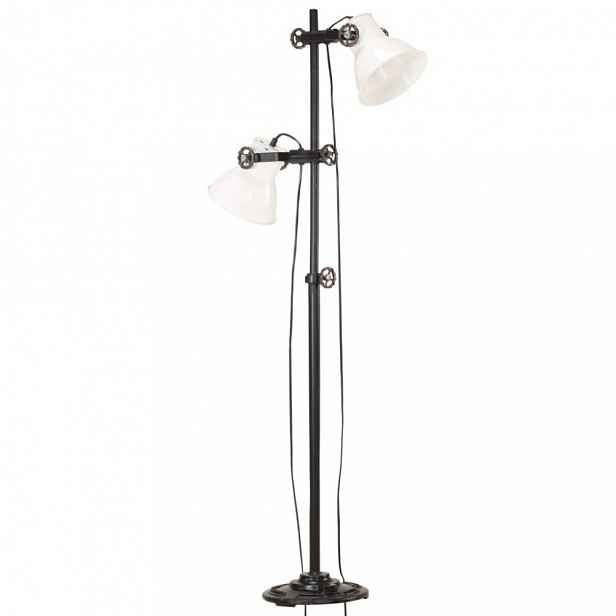 Stojací lampa se 2 svítidly litina Dekorhome Bílá