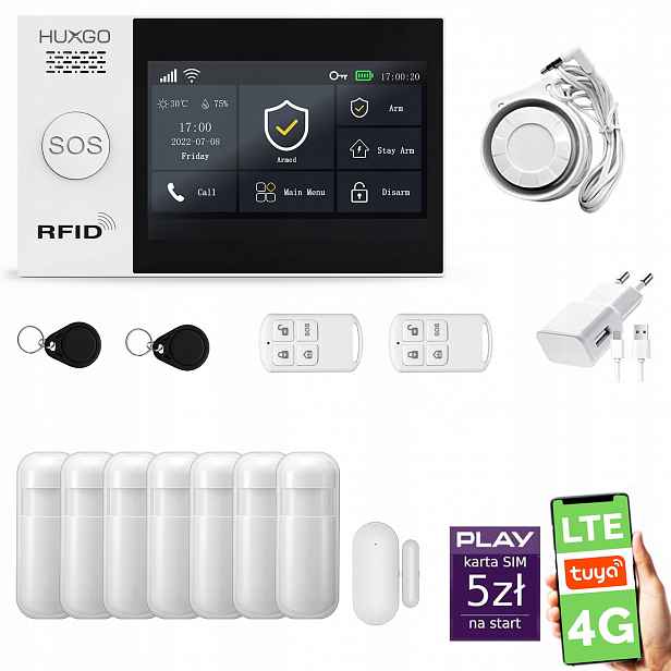 Bezdrátový alarm WiFi Gsm 4G, Tuya, alarmová sada Huxgo HXA007 R7 Ps
