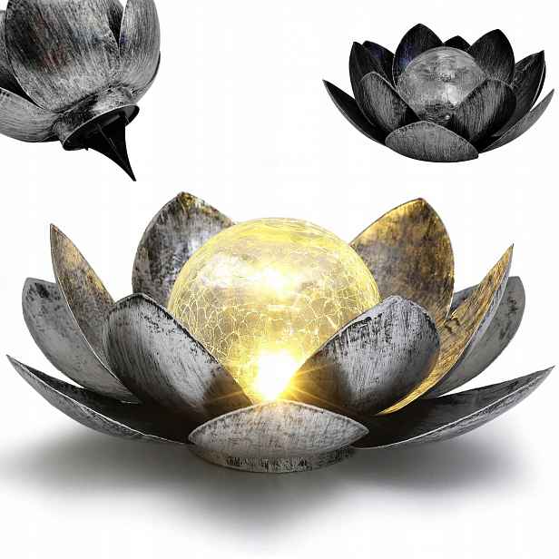 Lampičky Zahradní solární lampy Led Zapichovací solární lampa Lotus do zahrady
