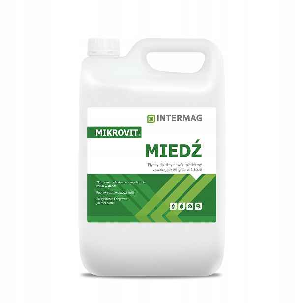 Mikrovit Měď Cu 5L Intermag hnojivo pro nedostatek mědi v kukuřičných obilovinách