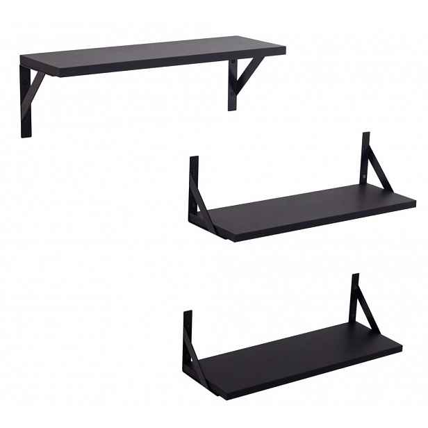 Sada 3 kusů polic Lamezia, černá