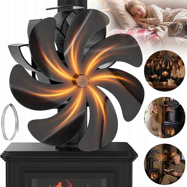 Stojanový Krbový Ventilátor Turbína Distributor Vzduchu Koza 7 Lopatek