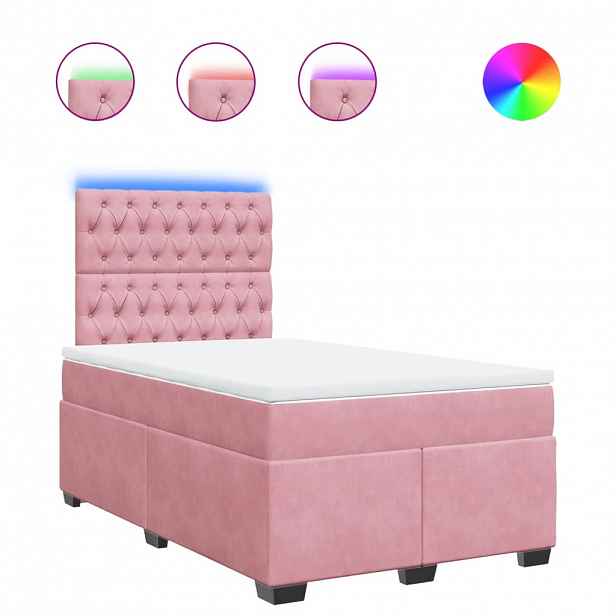 vidaXL Box spring postel s matrací růžová 120x190 cm samet