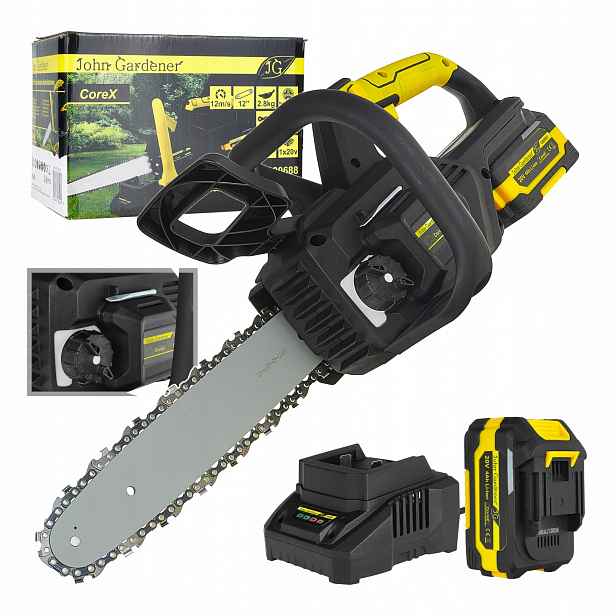 Aku Řetězová Pila Bezuhlíková 12" 4.0AH 20V John Gardener