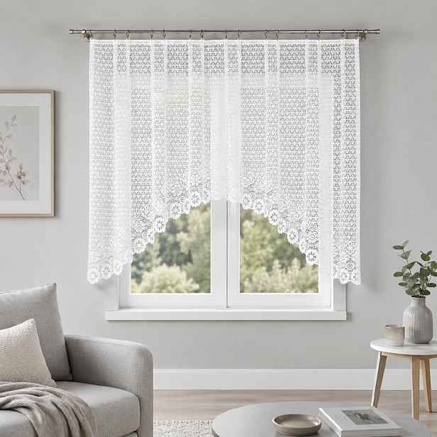 Dekorační oblouková krátká záclona na žabky FAUSTYNA 140 bílá 250x140 cm MyBestHome