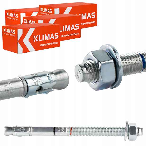 Kotvy do betonu ocelové M12 x 165 mm 100 ks mechanické Klimas Le-zn