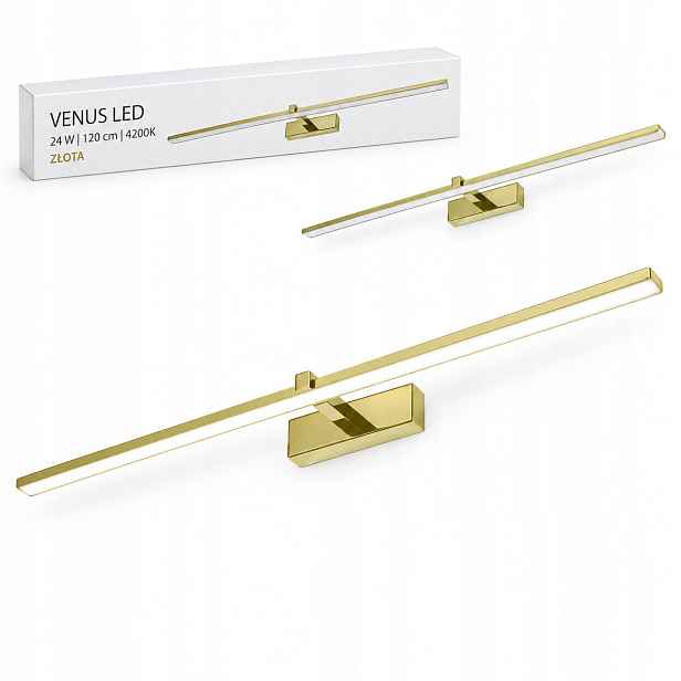 Moderní nástěnná lampa Venus 24W 120 cm zlatá Led 4200K IP44 1640lm