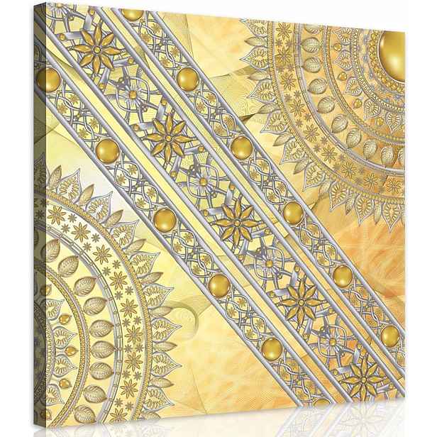 Obraz 80x80 Zlatá Mandala Abstraktní lesk pro moderní interiér