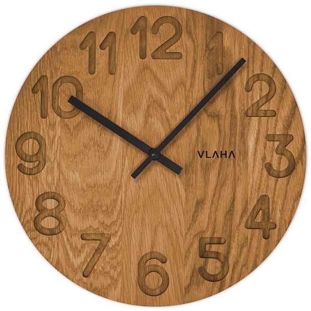 VLAHA Dřevěné hodiny OAK vyrobené v Čechách s černými ručkami ⌀34cm