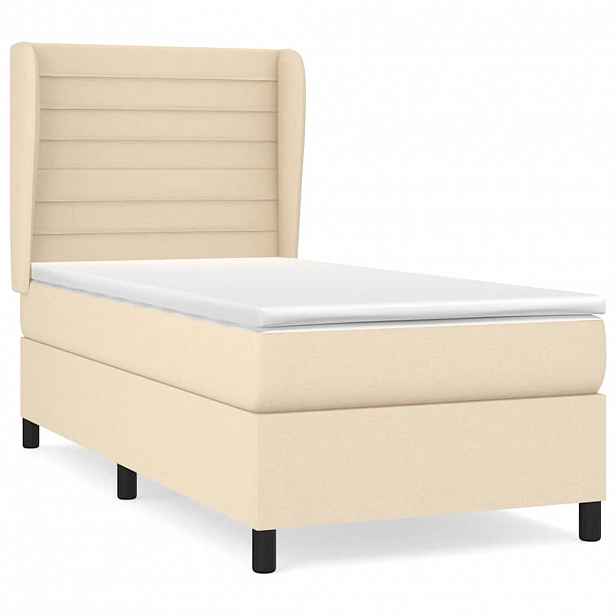 vidaXL Box spring postel s matrací krémová 90x200 cm textil
