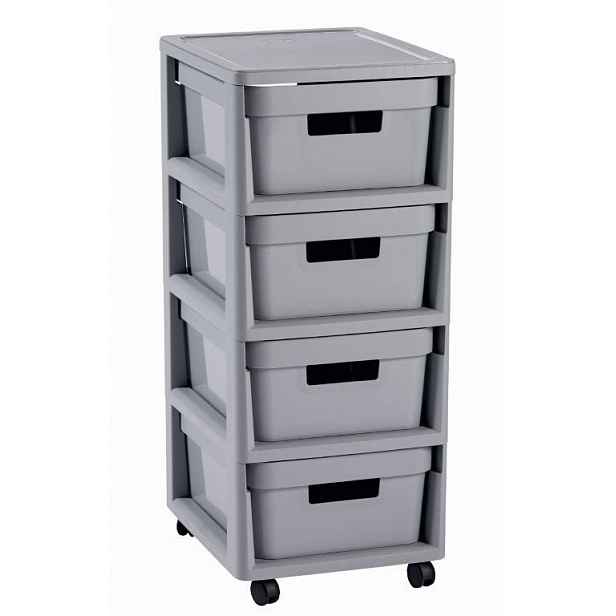 Regál se šuplíky 4x11L Infinity, světle šedý