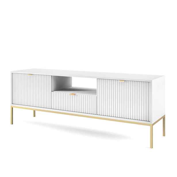 MASSENO TV STOLEK STELLARE, 154x39x56 cm s 1 zásuvkou a 2 dvířky, bílý
