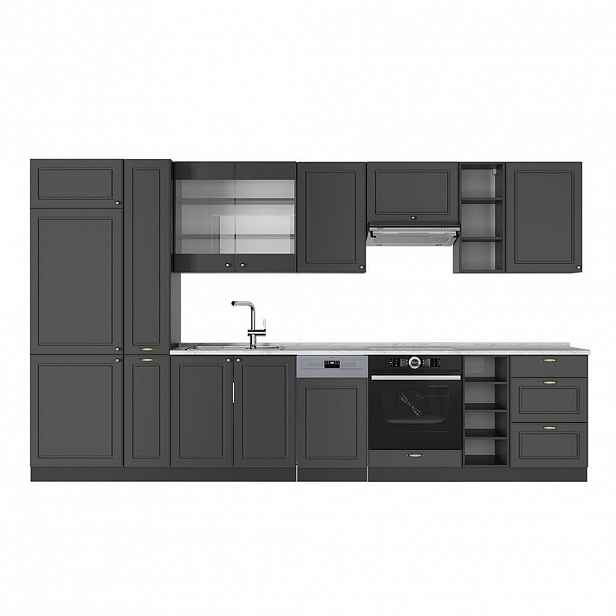 Vicco KUCHYŇSKÝ KOUT Fame-Line Anthrazit-Gold Landhaus 355 cm , PD Mramor