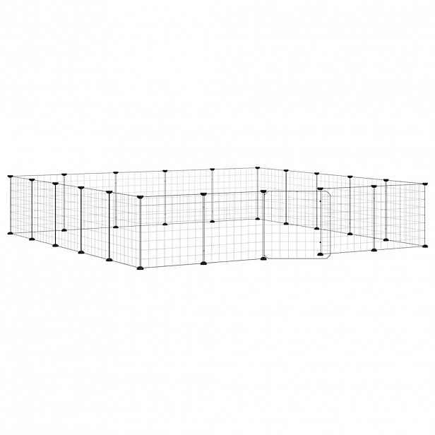 vidaXL 20panelová ohrádka pro zvířata s dvířky černá 175 x 175 x 35 cm ocel