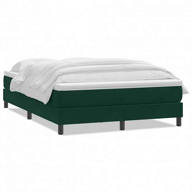 vidaXL Box spring postel s matrací tmavě zelená 160x220 cm samet