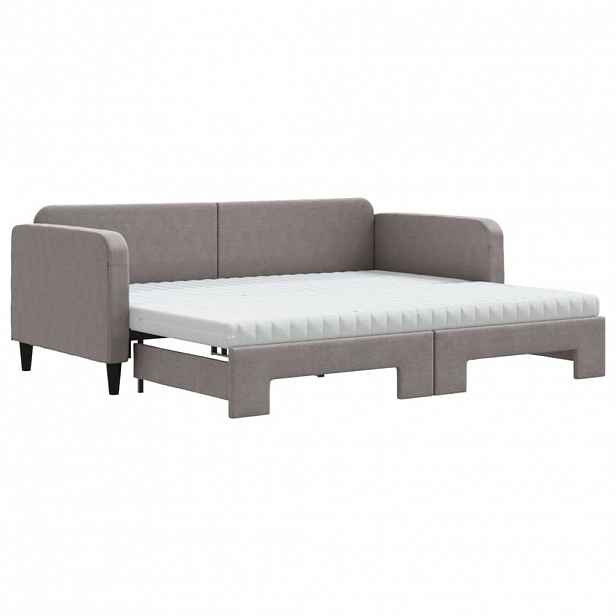 vidaXL Válenda s přistýlkou a matracemi taupe 90 x 200 cm textil