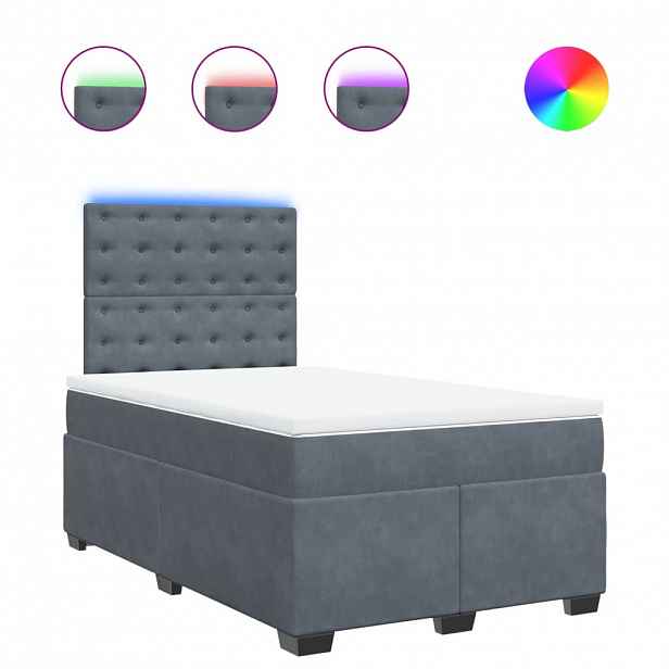 vidaXL Box spring postel s matrací tmavě šedý 120x190 cm samet