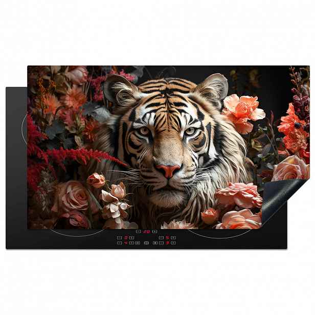 MuchoWow KRYT NA INDUKČNÍ DESKU Tygr - Zvíře - Příroda - Květiny - Botanické motivy 91.6x52.7 cm