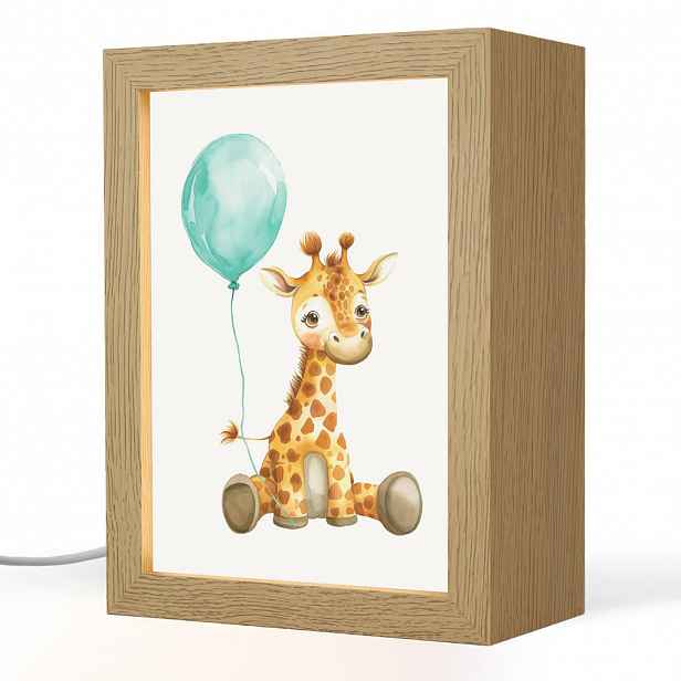 OnlyWow NOČNÍ LAMPIČKA Žirafa - Dítě - Zvířata - Modrý balón 15x20 cm