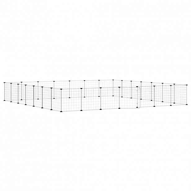 vidaXL 28panelová ohrádka pro zvířata s dvířky černá 245 x 245 x 35 cm ocel