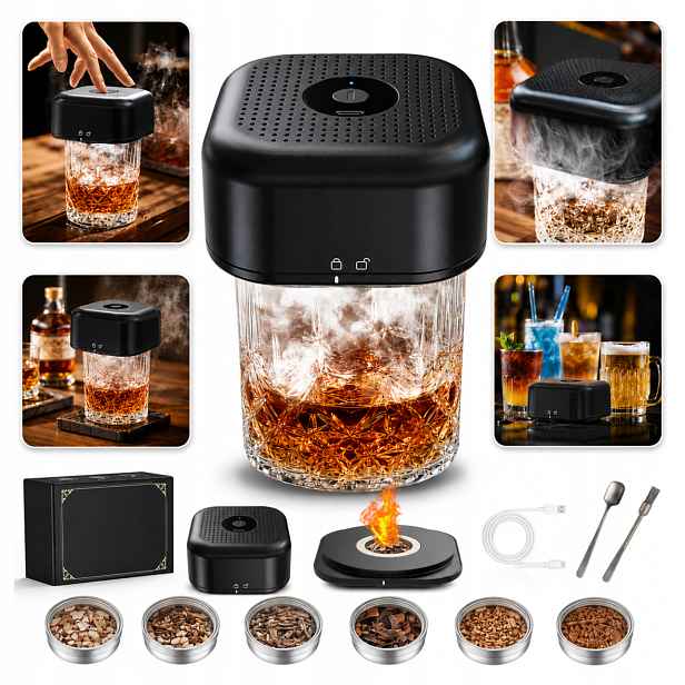 Elektrická sada na uzení whisky 6 příchutí Smoker s nářadím