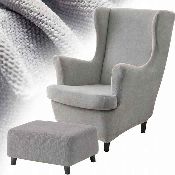 Potah Na Křeslo Ušák Podnožka Taburet Elastický Chenille Šenil Oeko Tex
