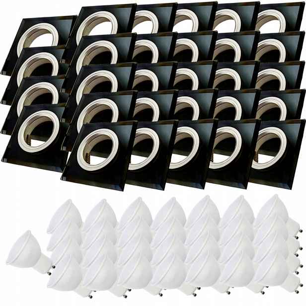 29x Černá Skleněná Stropní Lampa Čtverec Objímka Led Žárovky 10W