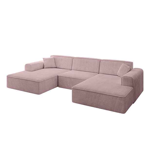 ALTDECOR SEDACÍ SOUPRAVA ve tvaru U IREA-U1-v3 301x165x77 Růžová Manšestr