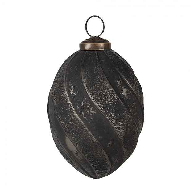 Granitová antik skleněná vánoční ozdoba šiška Noirre - Ø 7*10 cm Clayre & Eef