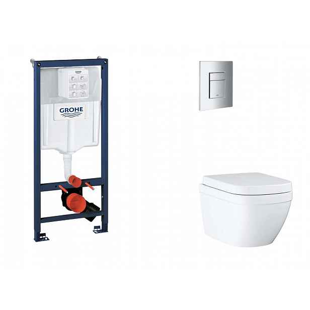 Grohe Rapid SL - Set předstěnové instalace, klozetu, sedátka SoftClose a tlačítka Skate Cosmopolitan, Triple Vortex, chrom SANI11BB2116