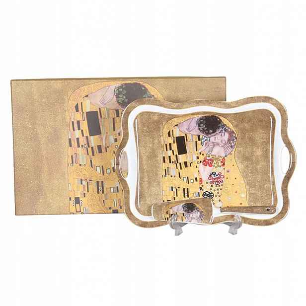 Home Elements Talíř s náčiním na dort 35 cm, Klimt, Polibek zlatý