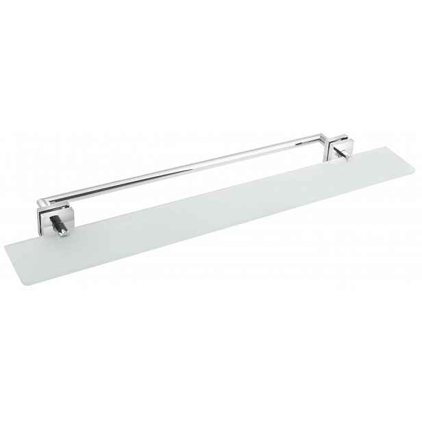 Sapho X-SQUARE - Polička s držákem ručníku, délka 80 cm, mléčné sklo/chrom XQ458