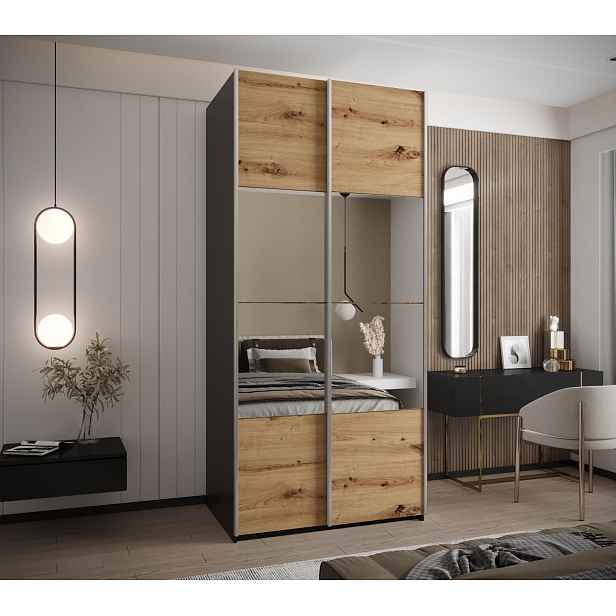 Šatní skříň Lux 4 Barva korpusu: Bílá, Rozměry: 120 cm, Dveře: Dub-Artisan