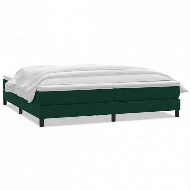 vidaXL Box spring postel s matrací tmavě zelená 180x220 cm samet