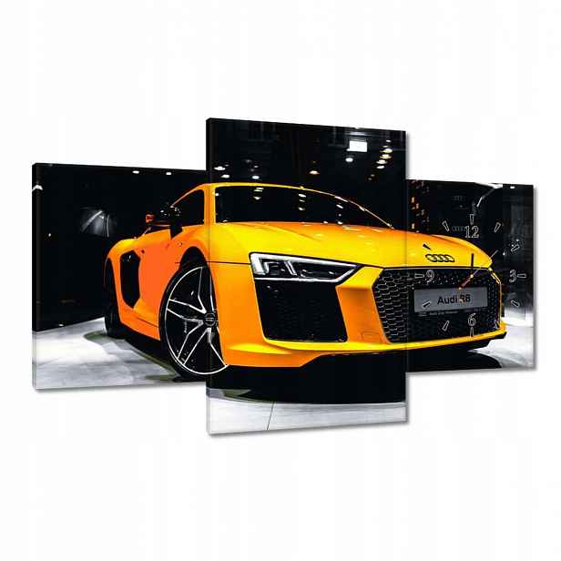 Hodiny 100x60 Žluté Audi R8