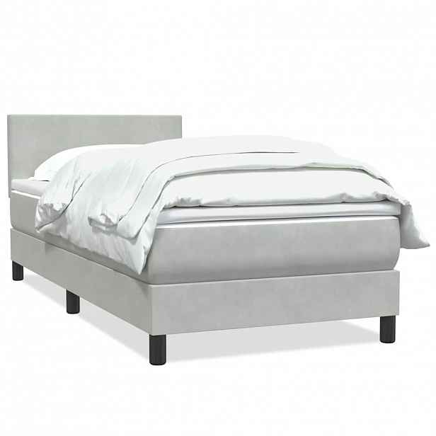vidaXL Box spring postel s matrací světle šedá 80x210 cm samet