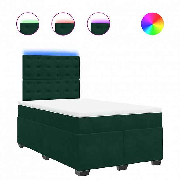 vidaXL Box spring postel s matrací tmavě zelená 120x190 cm samet