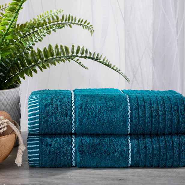 decoDoma Sada 2 ks froté ručníků TEO tmavě tyrkysová 50 x 90 cm