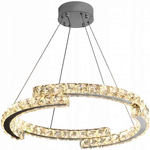 Led Závěsná Stropní Křišťálová Lampa, Chromovaná, Závěsná, Glamour, Velká