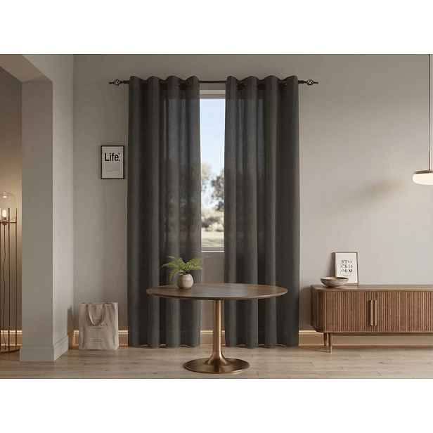 Závěs TAVIO 140x250 cm, šedohnědý Zavěšení: Řasící páska