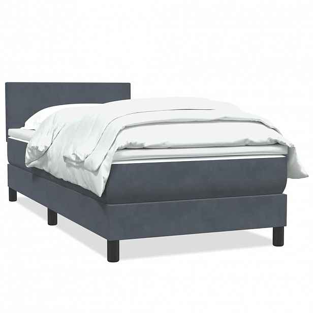 vidaXL Box spring postel s matrací tmavě šedá 80x210 cm samet