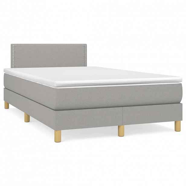 vidaXL Box spring postel s matrací světle šedá 120 x 200 cm textil