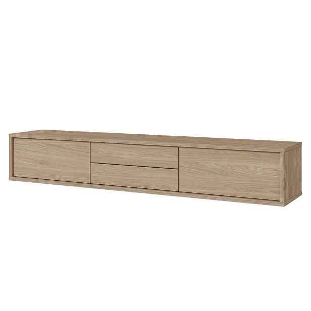 MASSENO TV STOLEK LIVIA, 180x37x32 cm s 2 zásuvkami a 2 dvířky, dekor dub