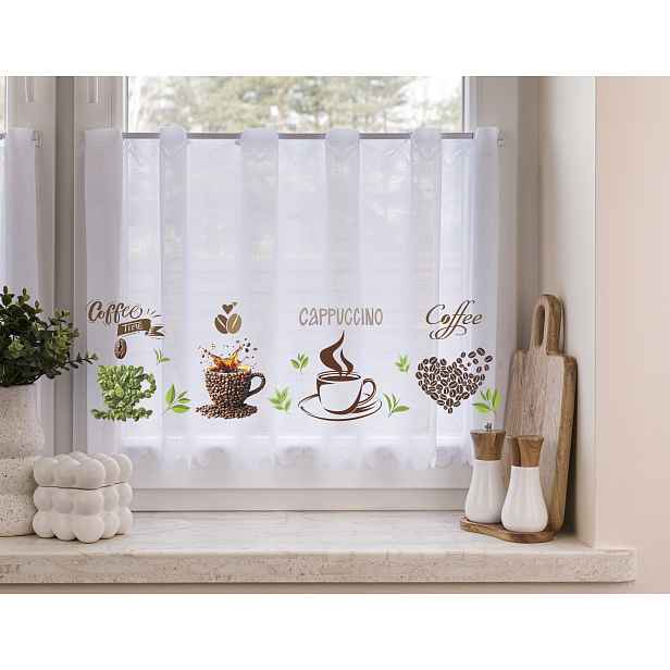 Mg Vitrážová Záclona do kuchyně Coffee Time 87 400x60 cm M