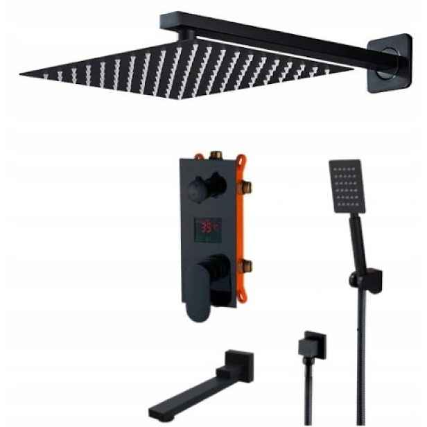 Podomítkový Set Vývod Displej Černý Mat 40 CM