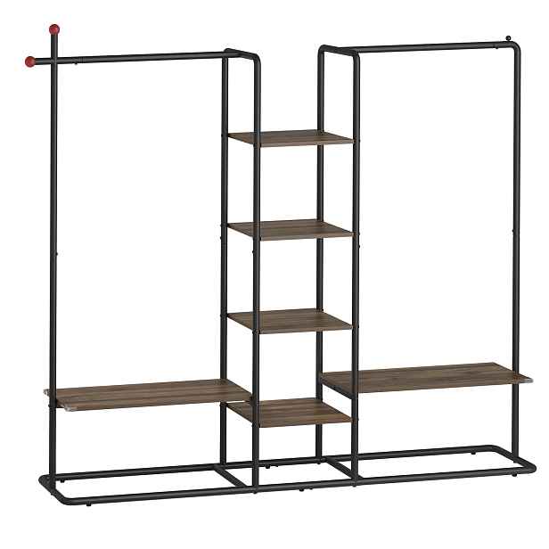 SONGMICS Otevřená šatní skříň Horna 153,6 cm černá/hnědá